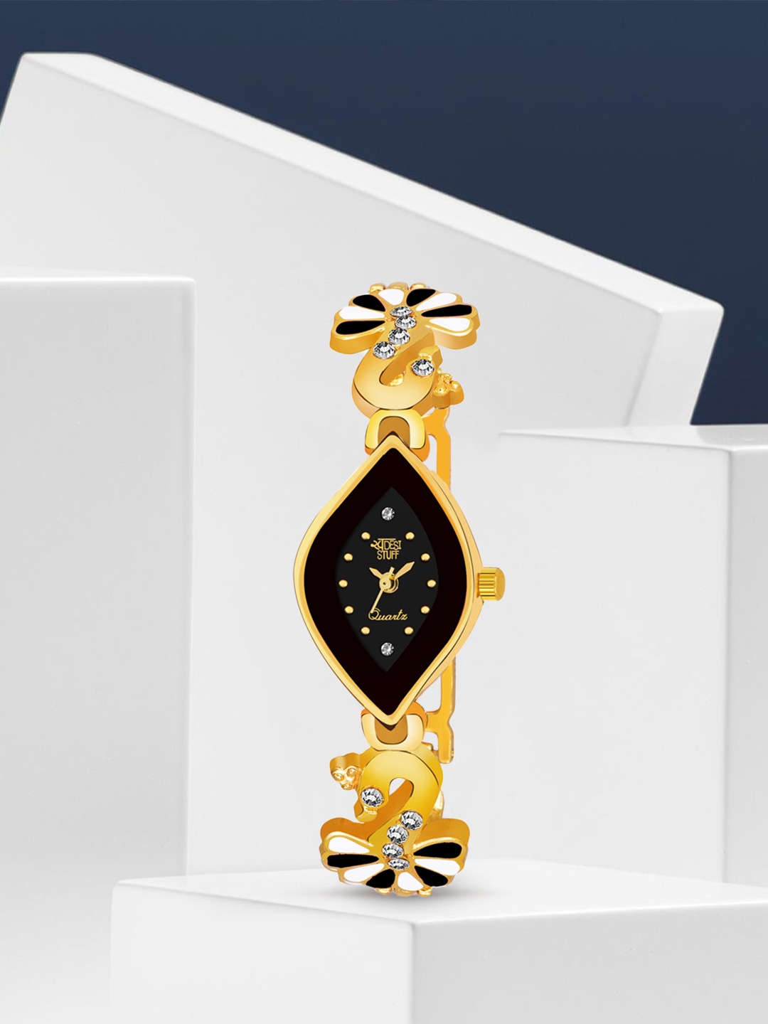 

SWADESI STUFF Girls Gold-Toned & Black Analogue Watch SDS 80