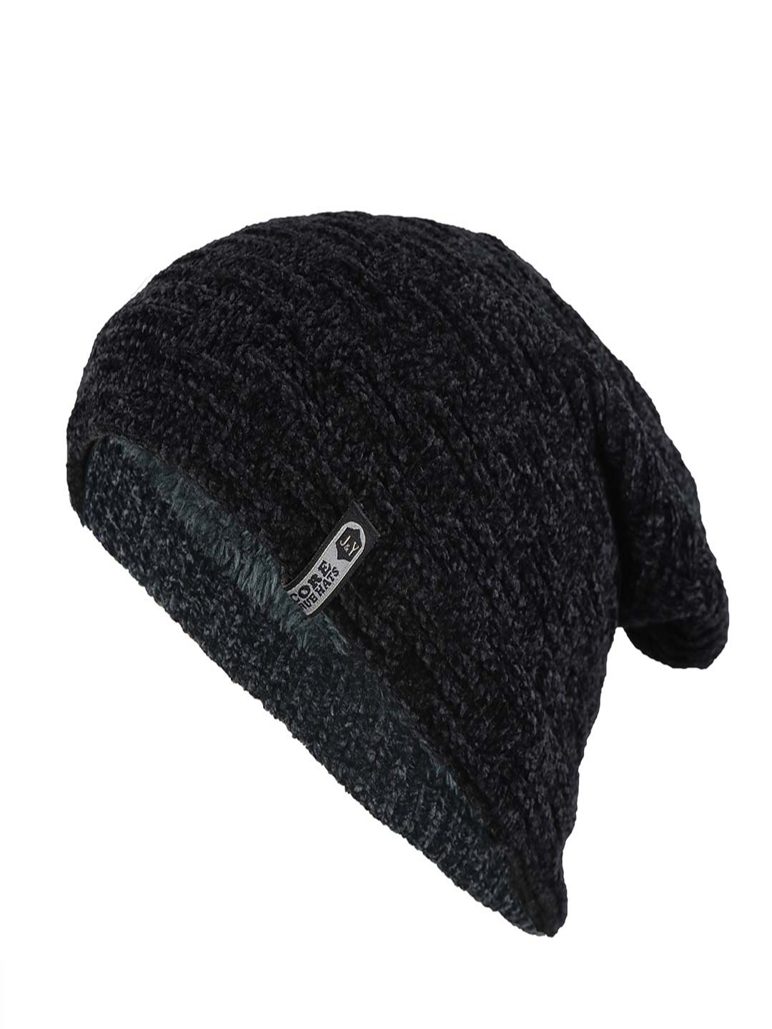 

Bunnywave Unisex Black Self Design Beanie