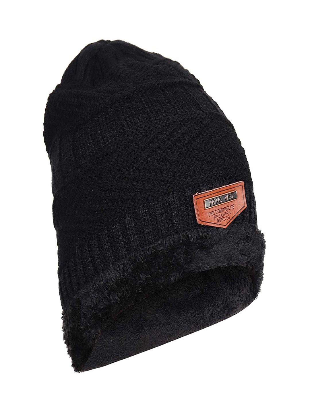 

Bunnywave Unisex Black Self Design Beanie