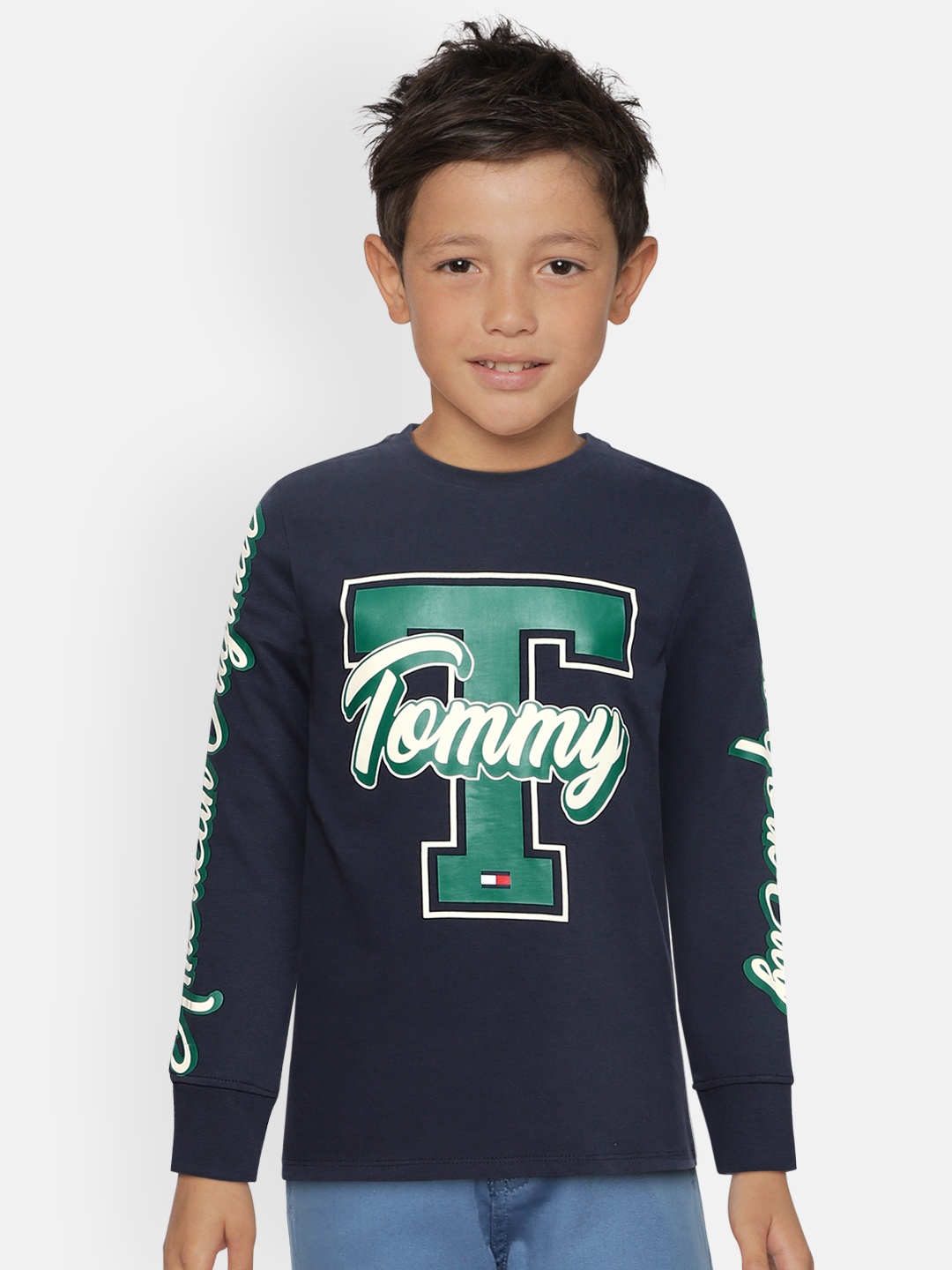 

Tommy Hilfiger Boys Navy Blue Printed Round Neck T-shirt