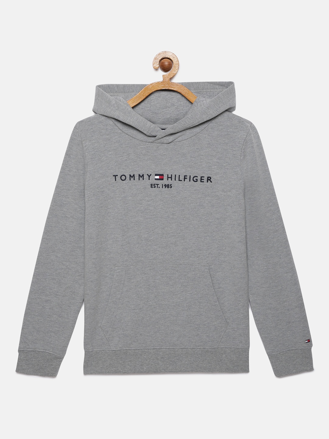 

Tommy Hilfiger Girls Grey Solid Hooded Sweatshirt