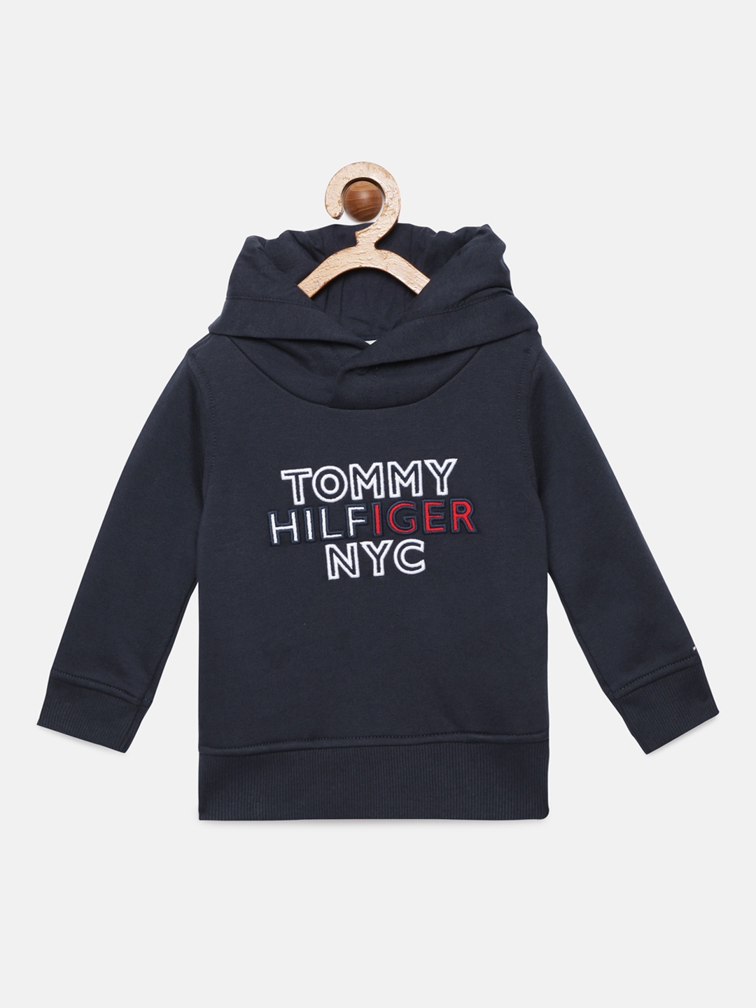 

Tommy Hilfiger Boys Navy Blue Self Design Hooded Sweatshirt