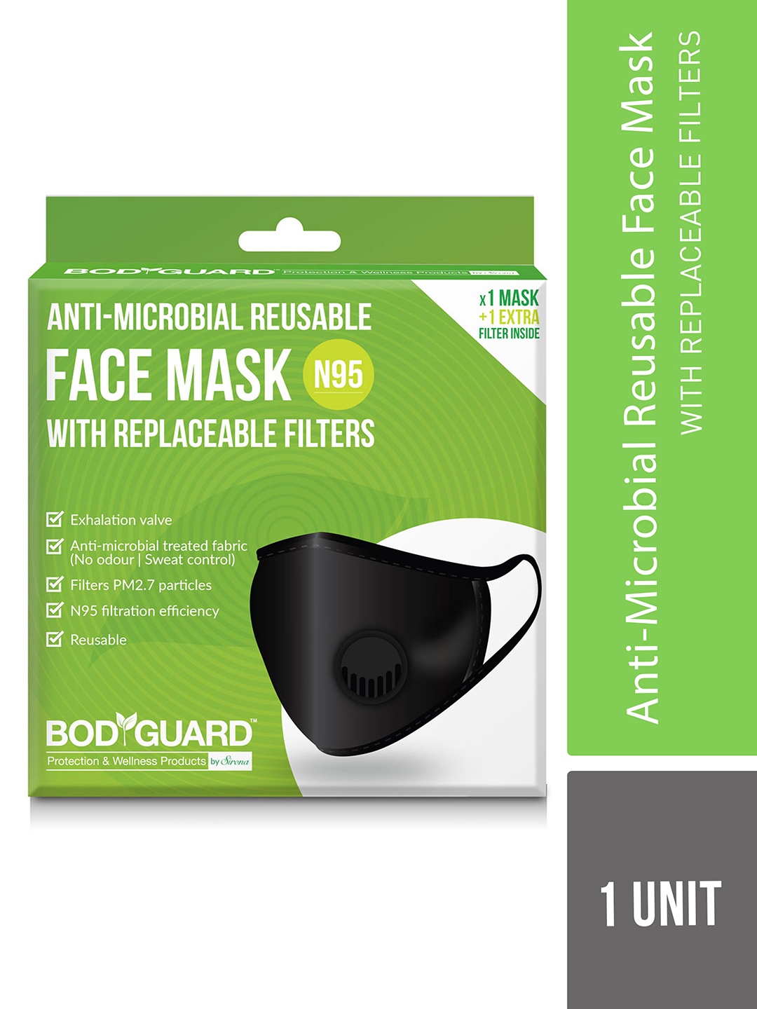 

BOD GUARD Unisex Black 5-Ply N95/KN95 Reusable Mask