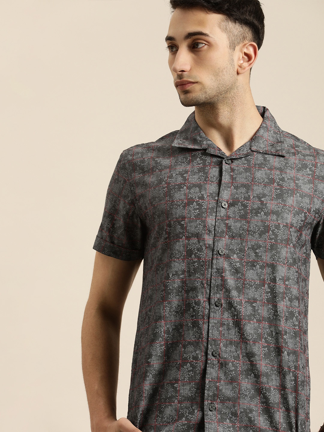

Moda Rapido Men Grey Slim Fit Printed Casual Shirt