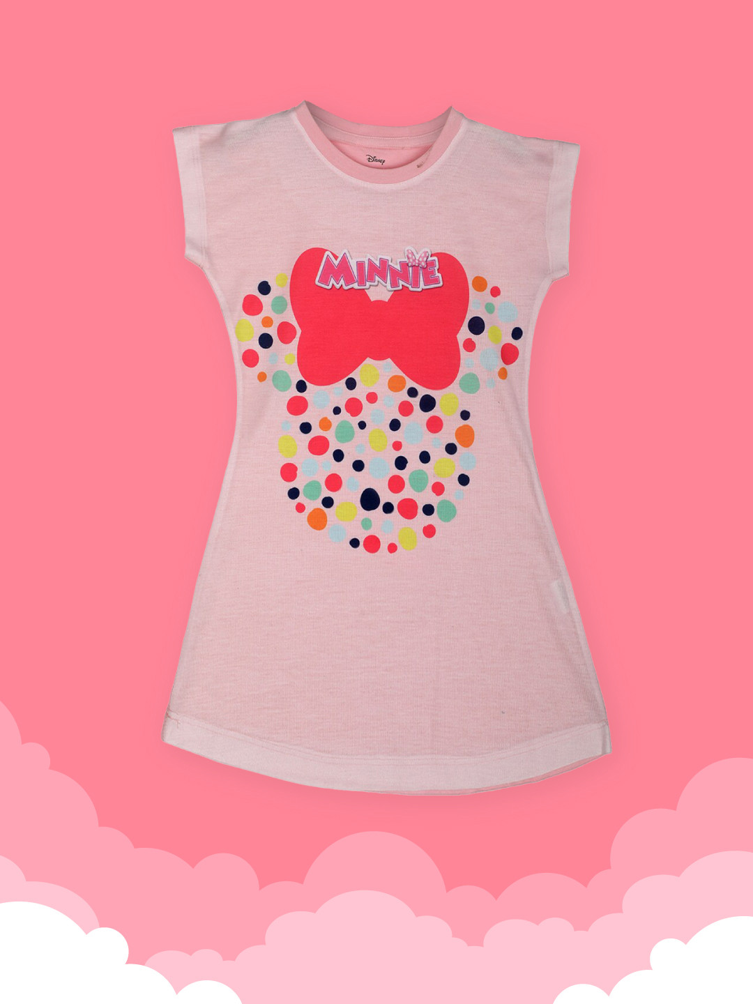 

YK Disney Girls Pink Minnie Mouse Print A-Line Dress