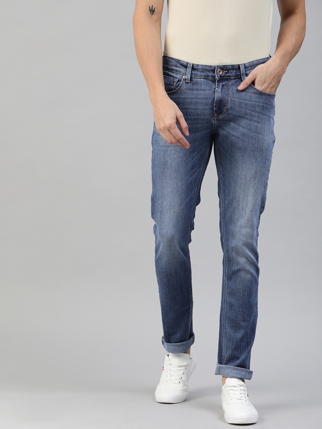 

SPYKAR Men Blue Skinny Fit Low-Rise Clean Look Stretchable Jeans