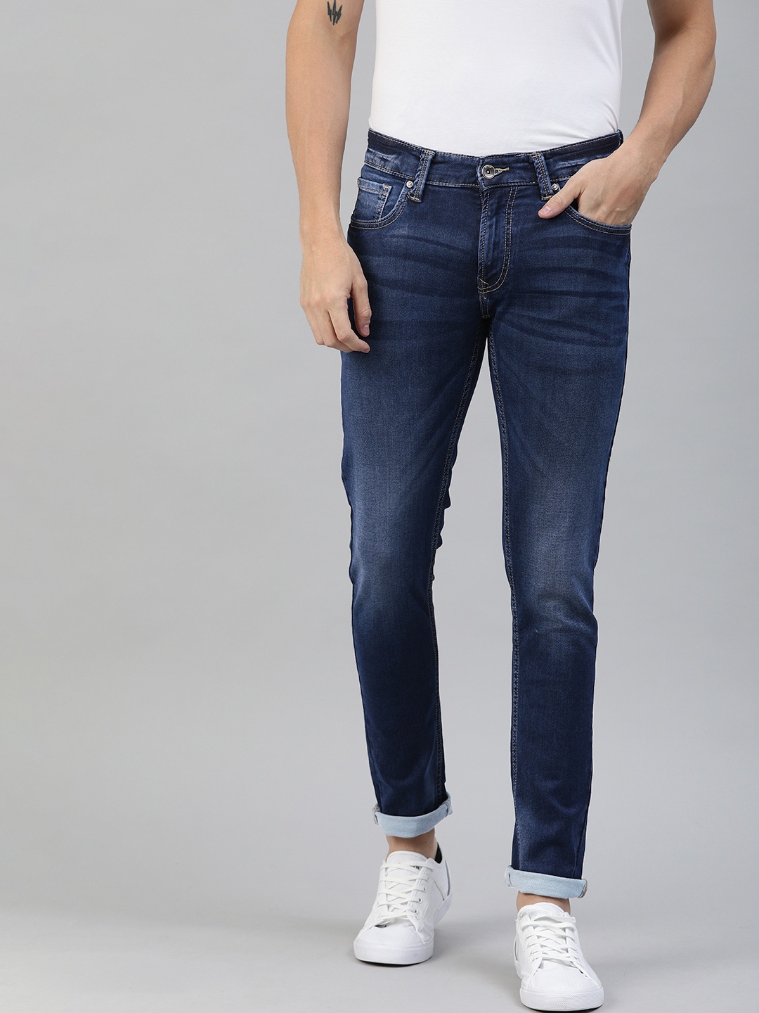 

SPYKAR Men Blue Skinny Fit Low-Rise Clean Look Stretchable Jeans