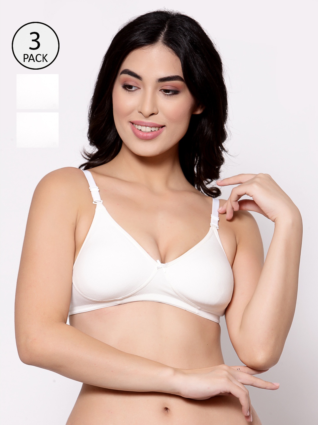 

Inner Sense Pack Of 3 White Solid Non-Wired Non Padded Organic T-shirt Bras ISB100