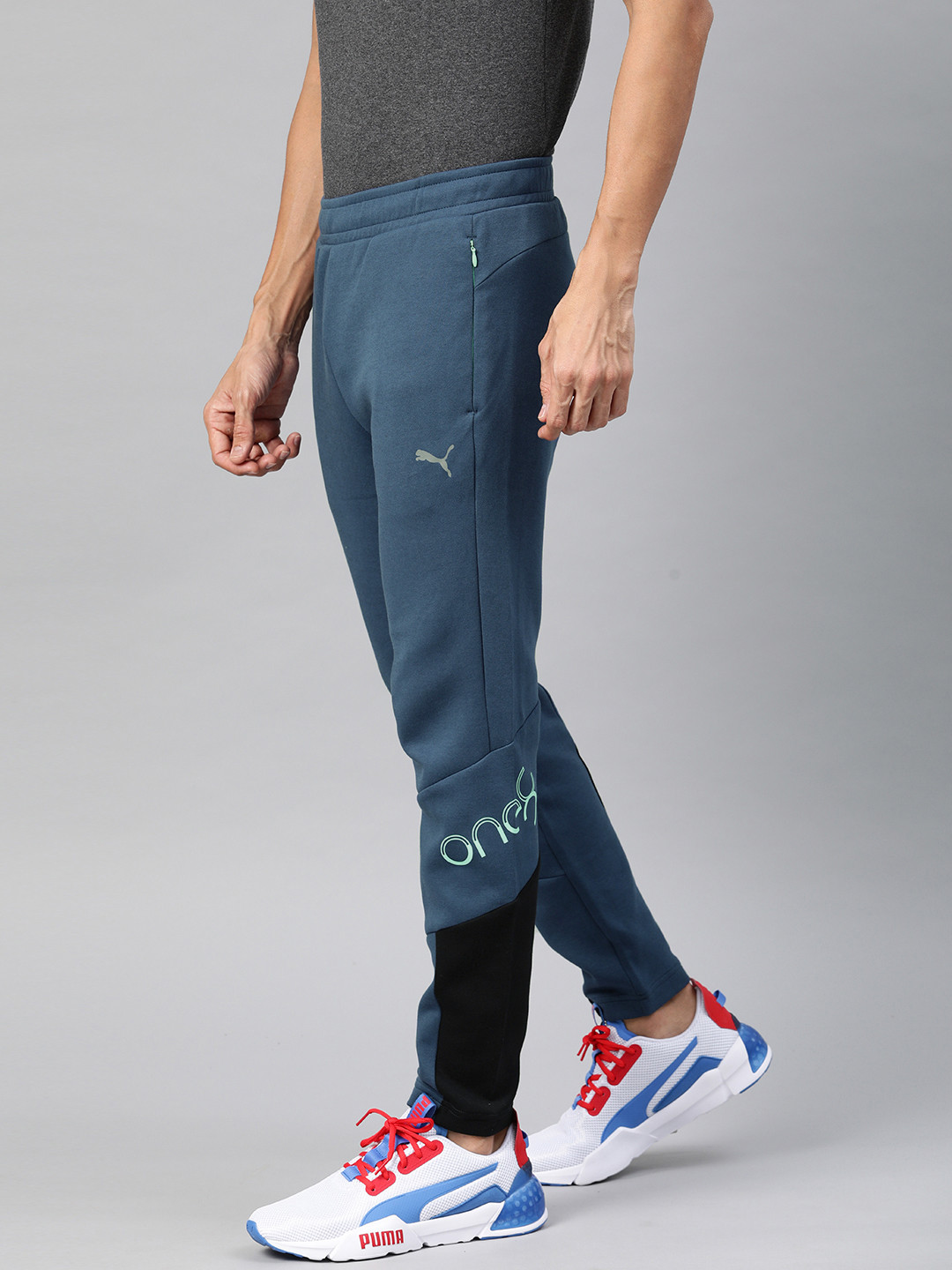 

one8 x PUMA Men's Blue and Black Colourblocked Track Pants