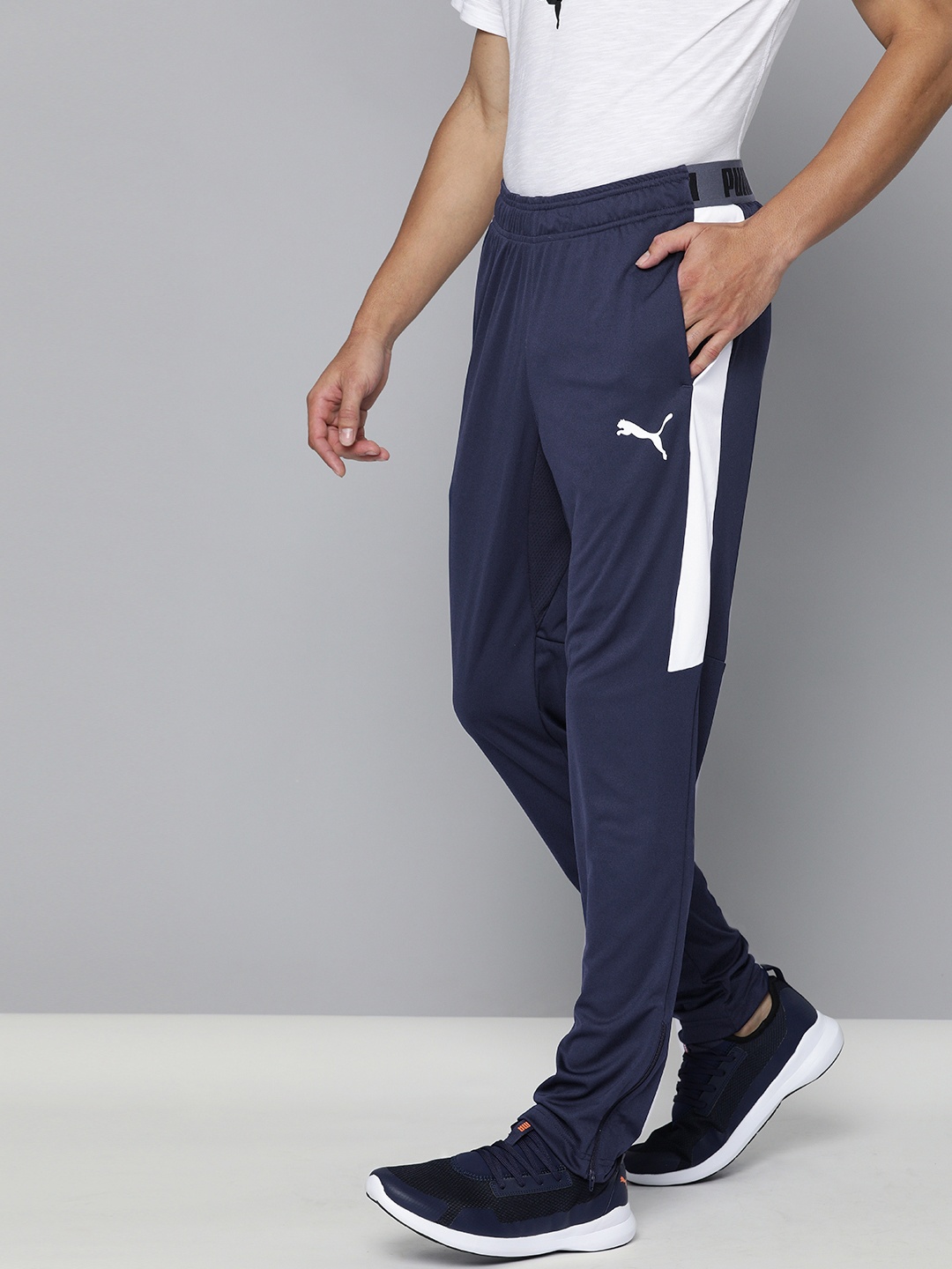 

Puma Men Navy Blue Solid Speed Side Striped Track Pants