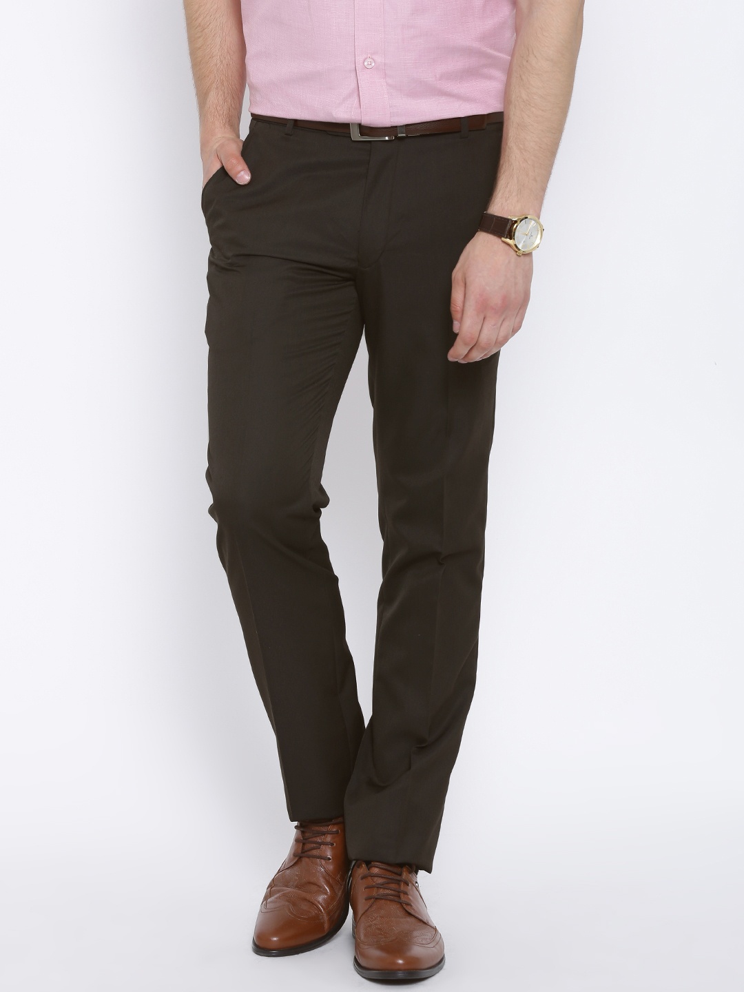 

John Players Dark Brown Slim Formal Trousers