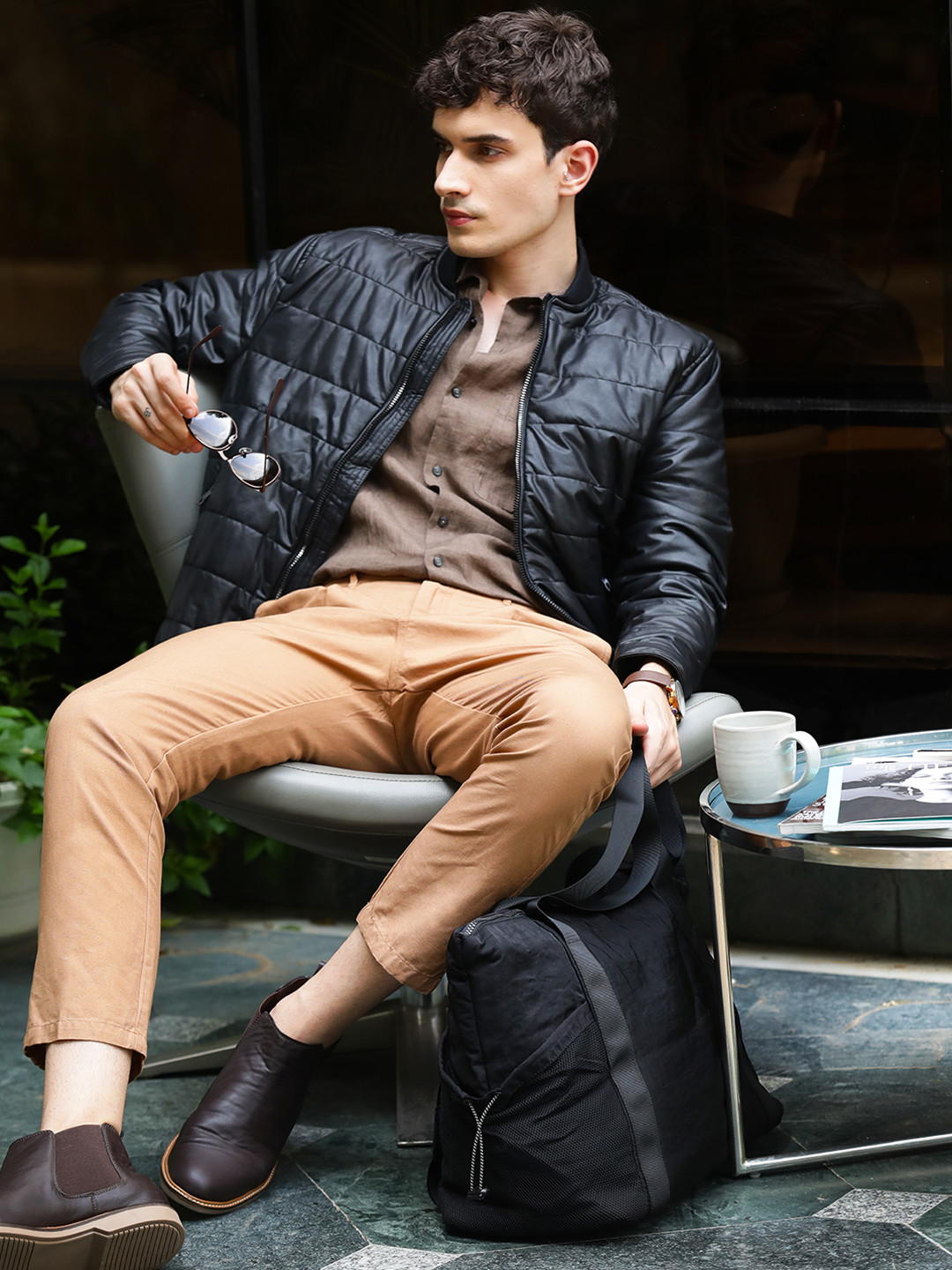 

Flying Machine Men Black Solid Bomber Jacket