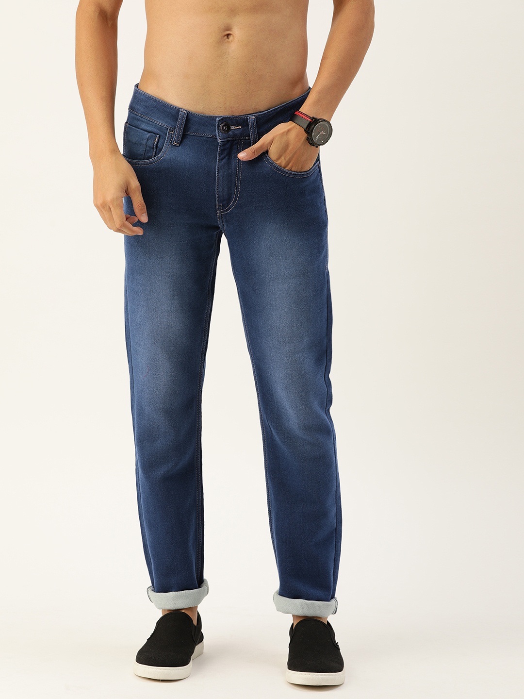 

Flying Machine Men Blue Michael Slim Tapered Fit Mid-Rise Clean Look Jeans