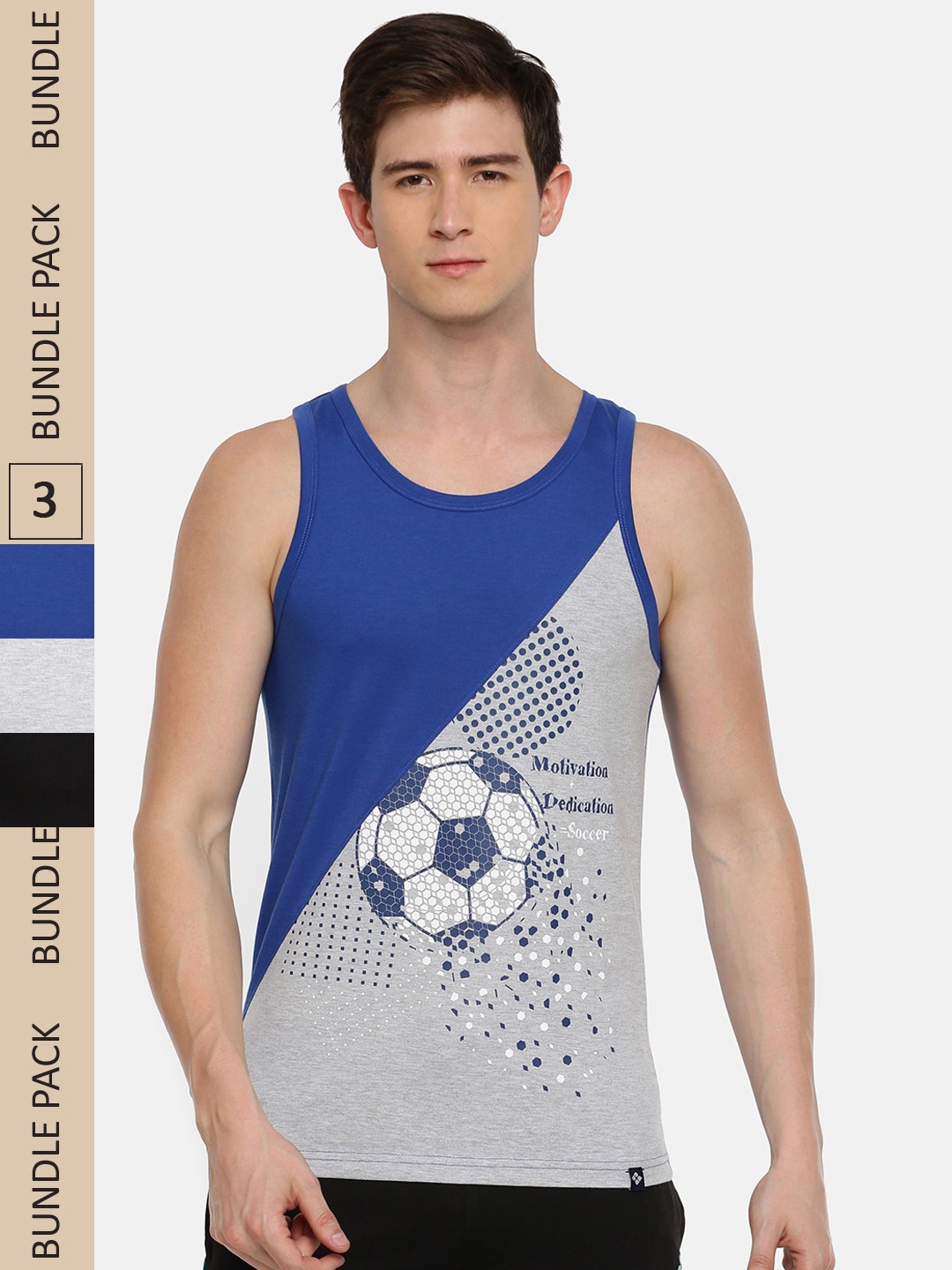 

Dollar Men Pack of 3 Printed Assorted Innerwear Vests AMTT-102-PO3-EstateBlue-GM-CM