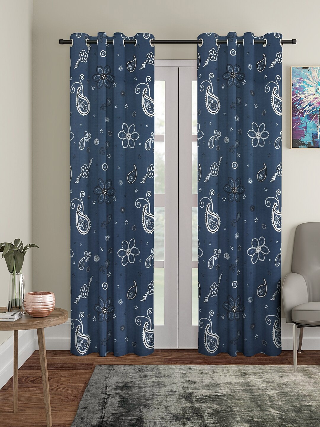 

Cortina Blue & White Set of 2 Curtain Curtains