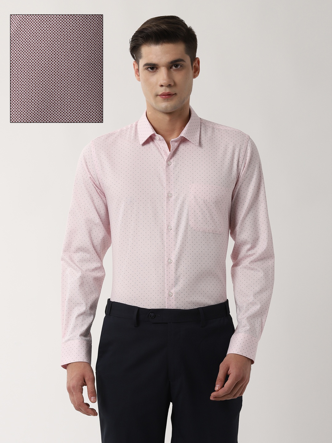 

Peter England Men Pink Slim Fit Printed Formal Shirt