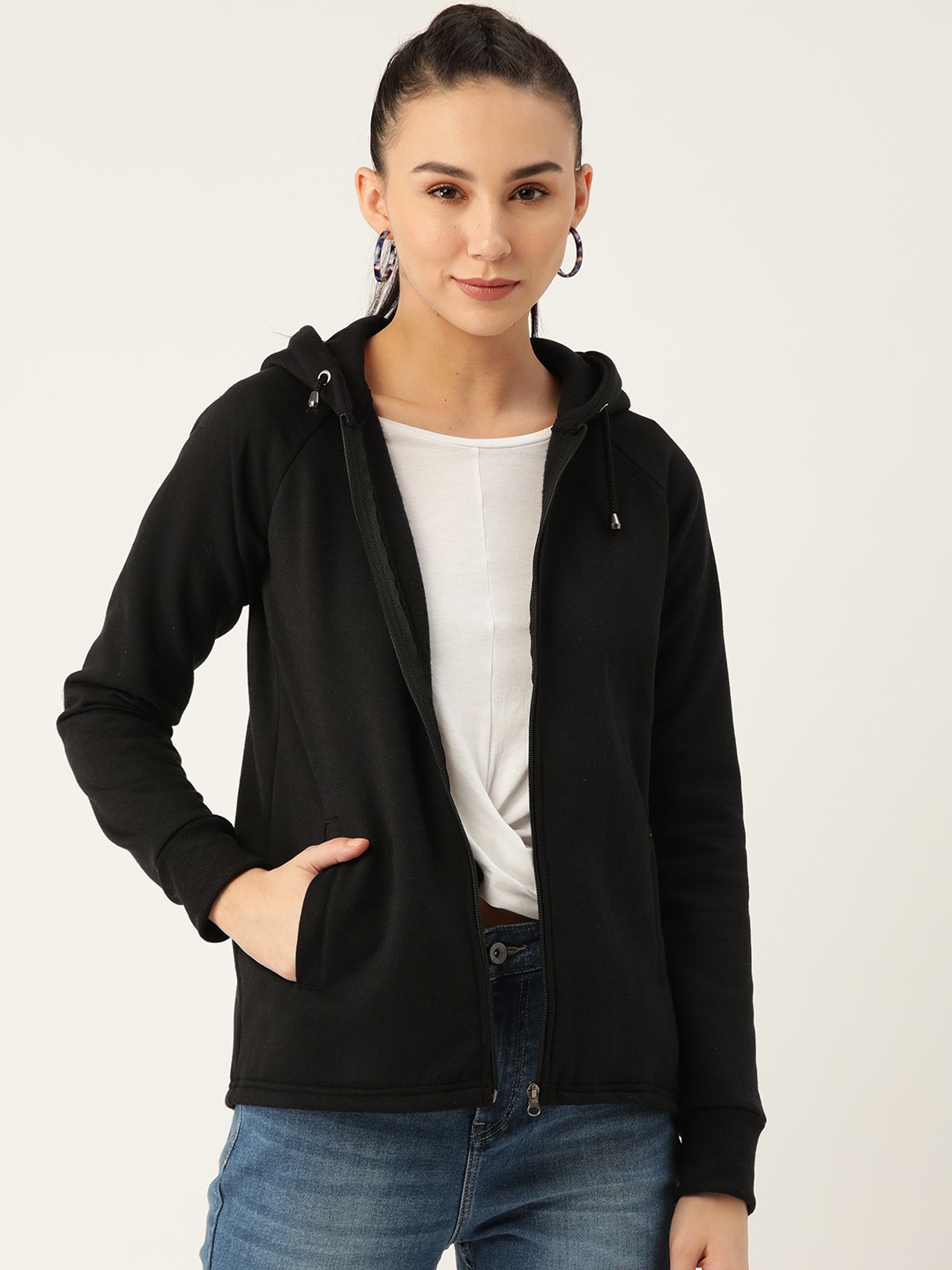 

Alsace Lorraine Paris Women Black Solid Hooded Sweatshirt