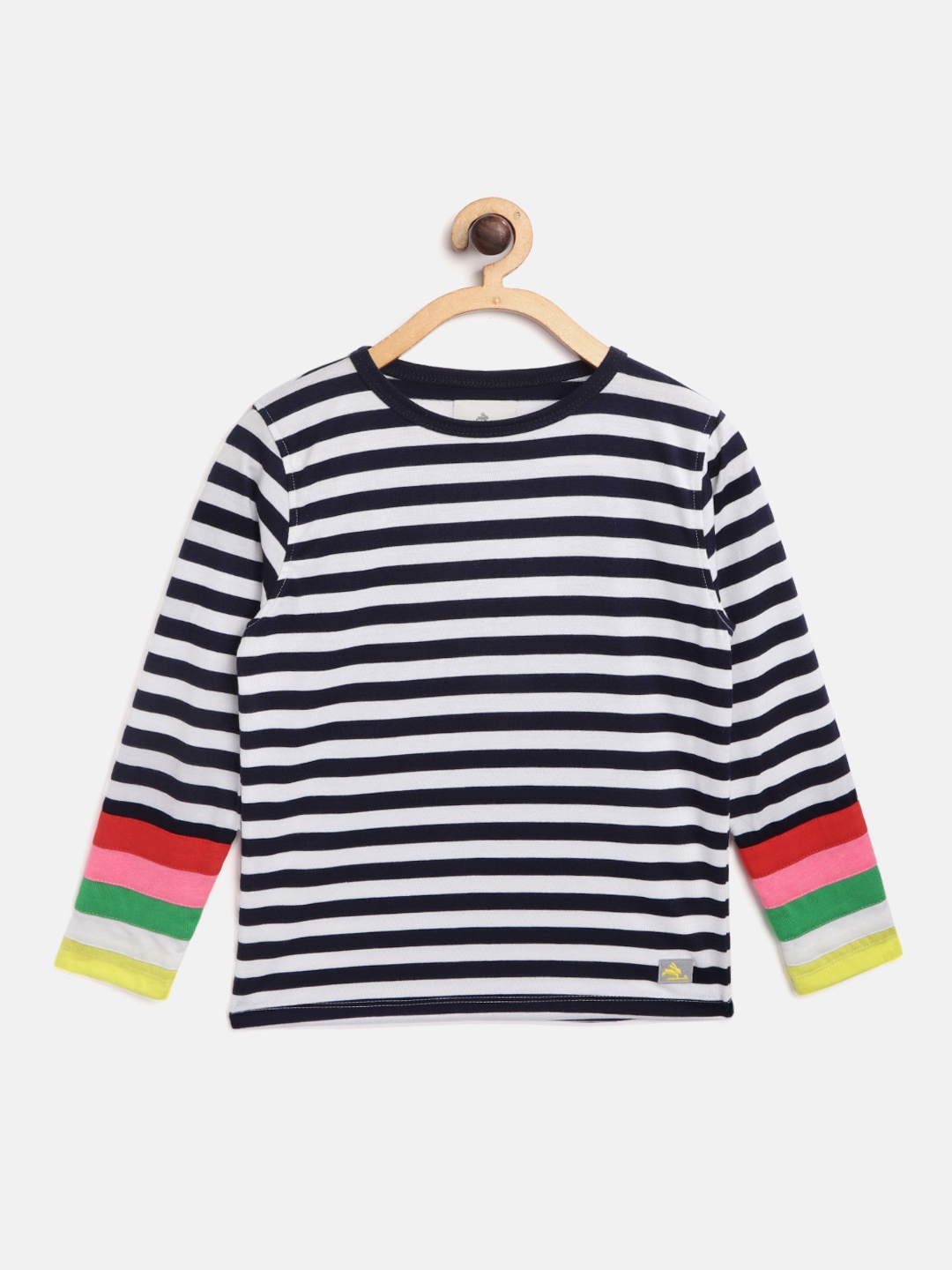 

Cherry Crumble Boys Navy Blue & White Striped Round Neck T-shirt