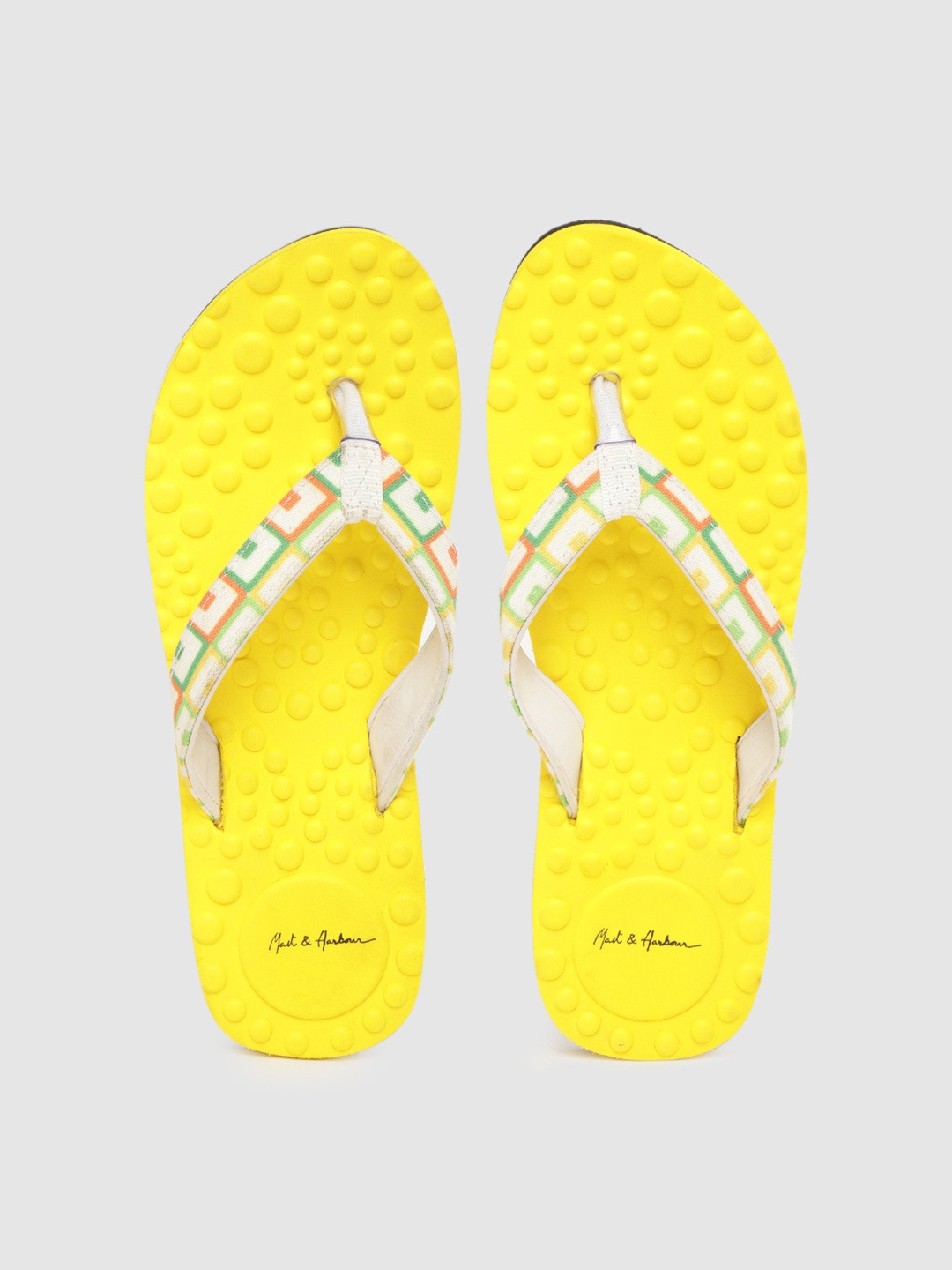 

Mast & Harbour Women White & Green Printed Thong Flip-Flops