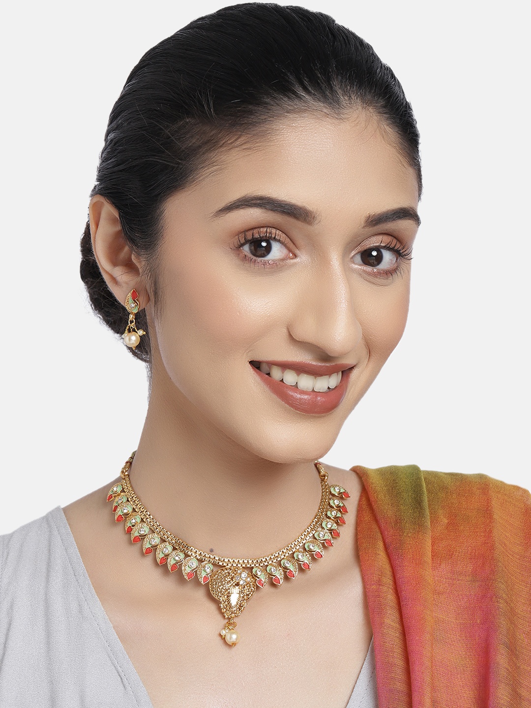 

justpeachy Orange Gold-Plated Jewellery Set