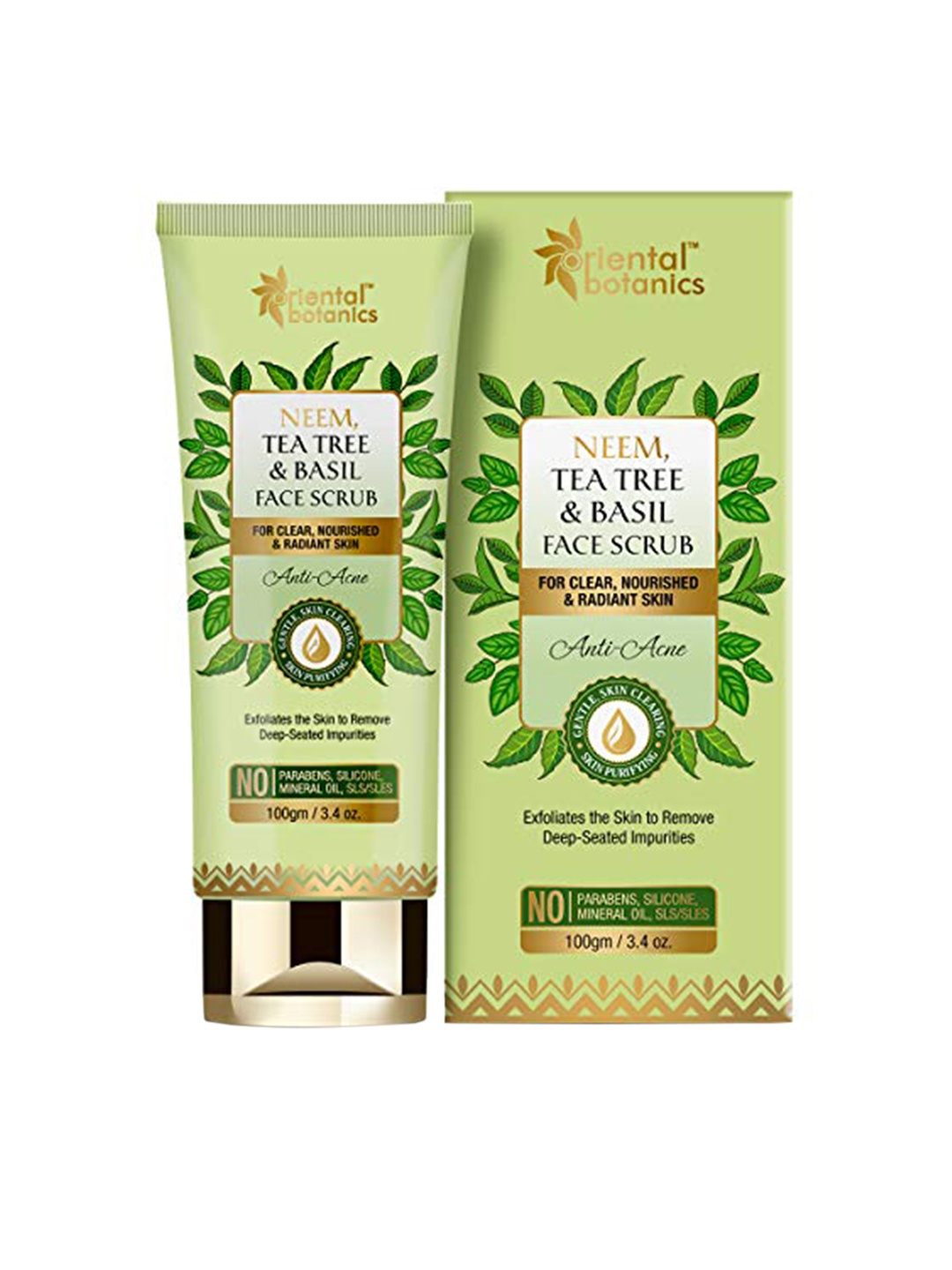 

Oriental Botanics Neem Tea Tree And Basil Anti Acne Face Scrub 100 gm, Green