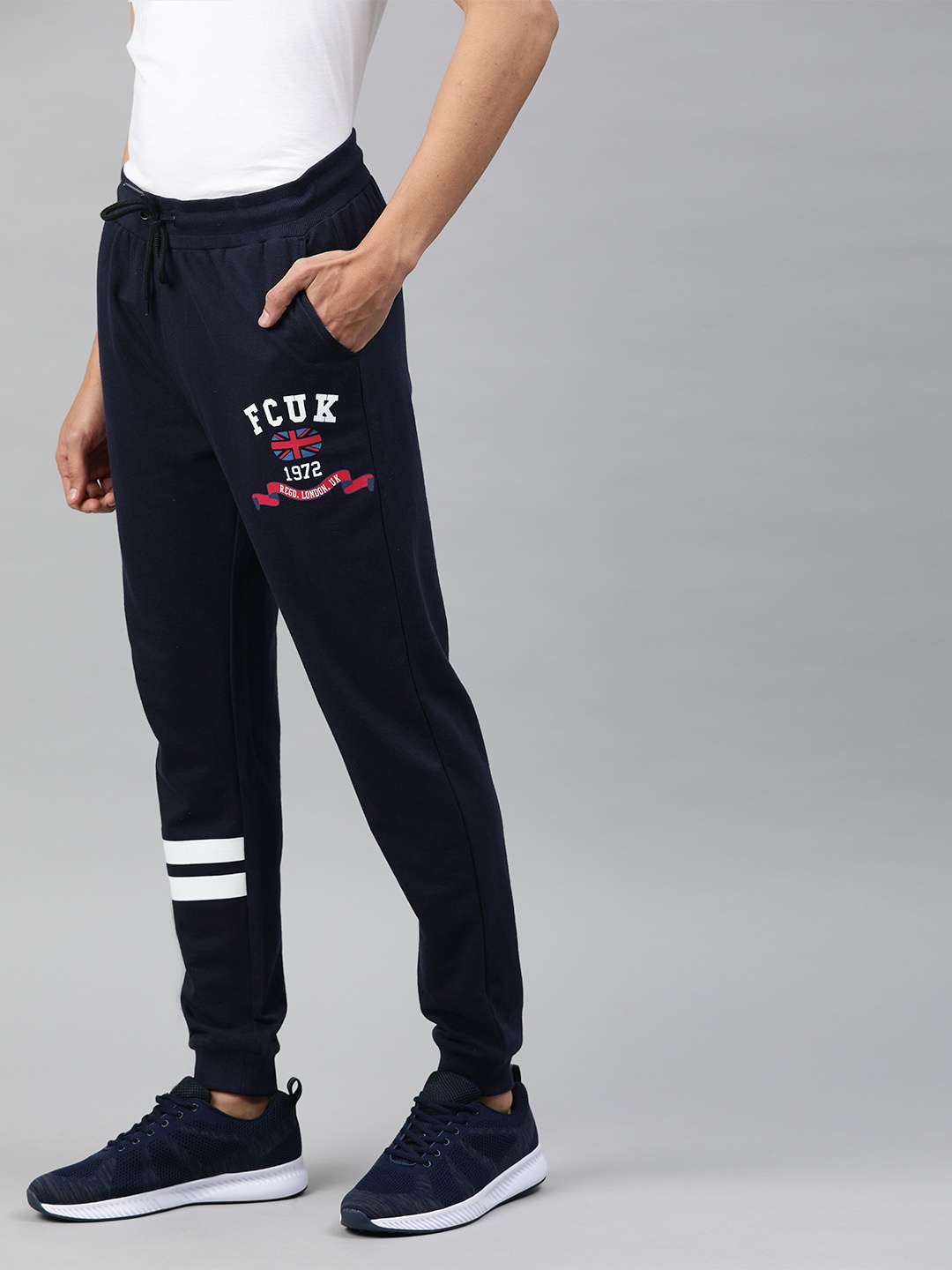 

French Connection Men Navy Blue Solid Knitted Joggers