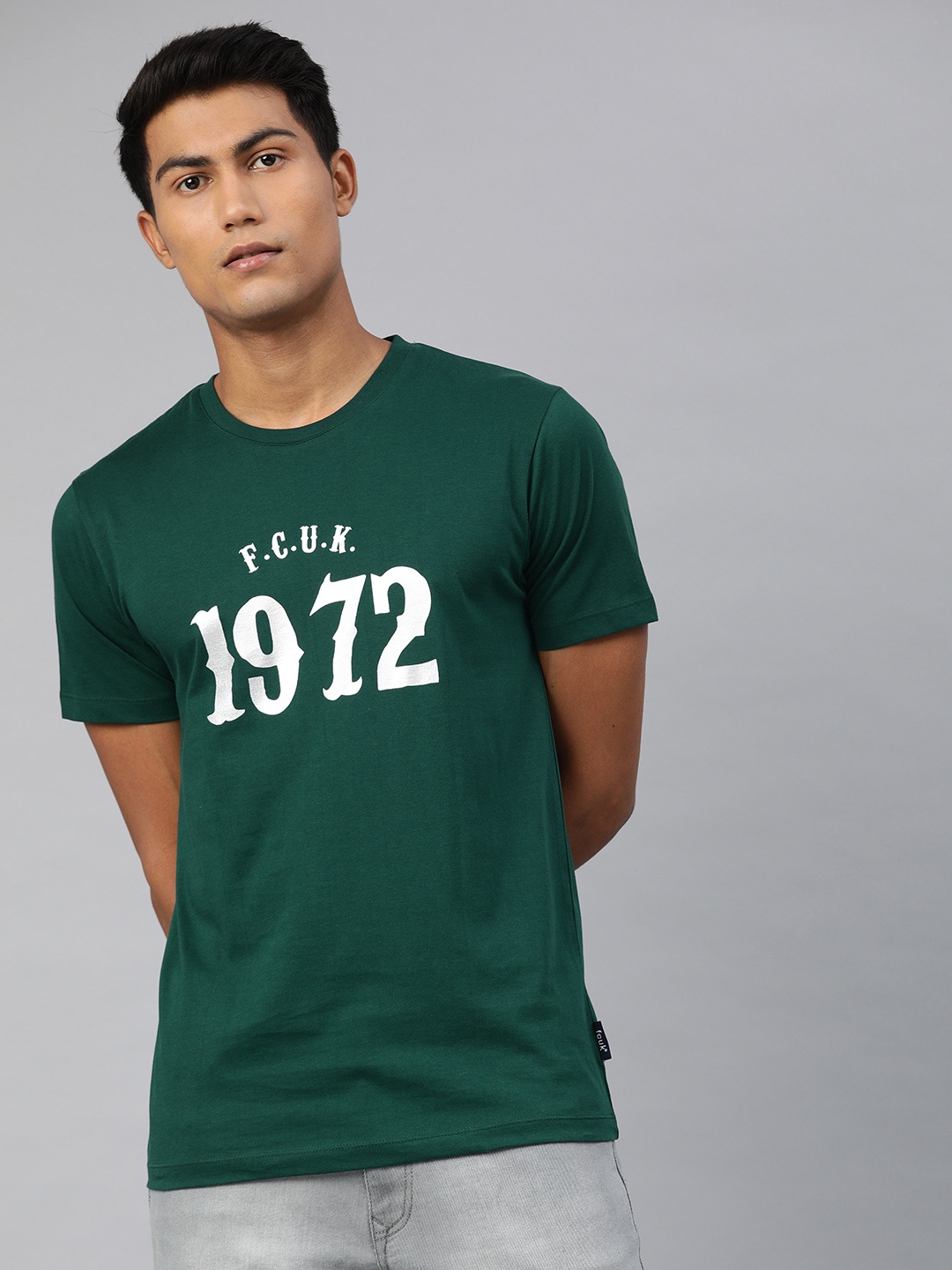 

French Connection Men Green Printed Round Neck T-shirt