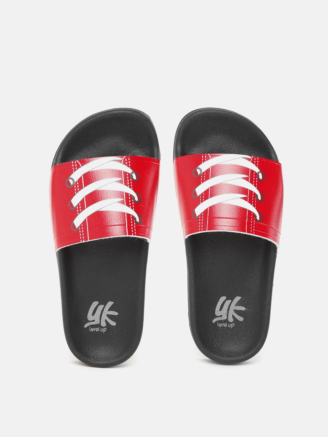

YK Boys Red & White Lace-Up Print Sliders