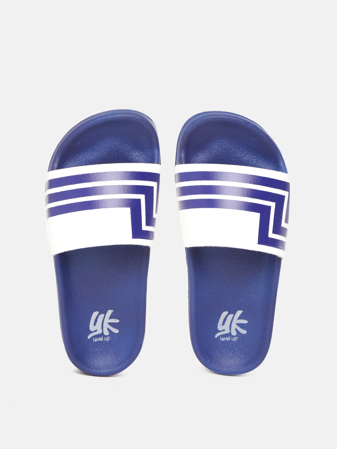 

YK Boys White & Blue Printed Sliders