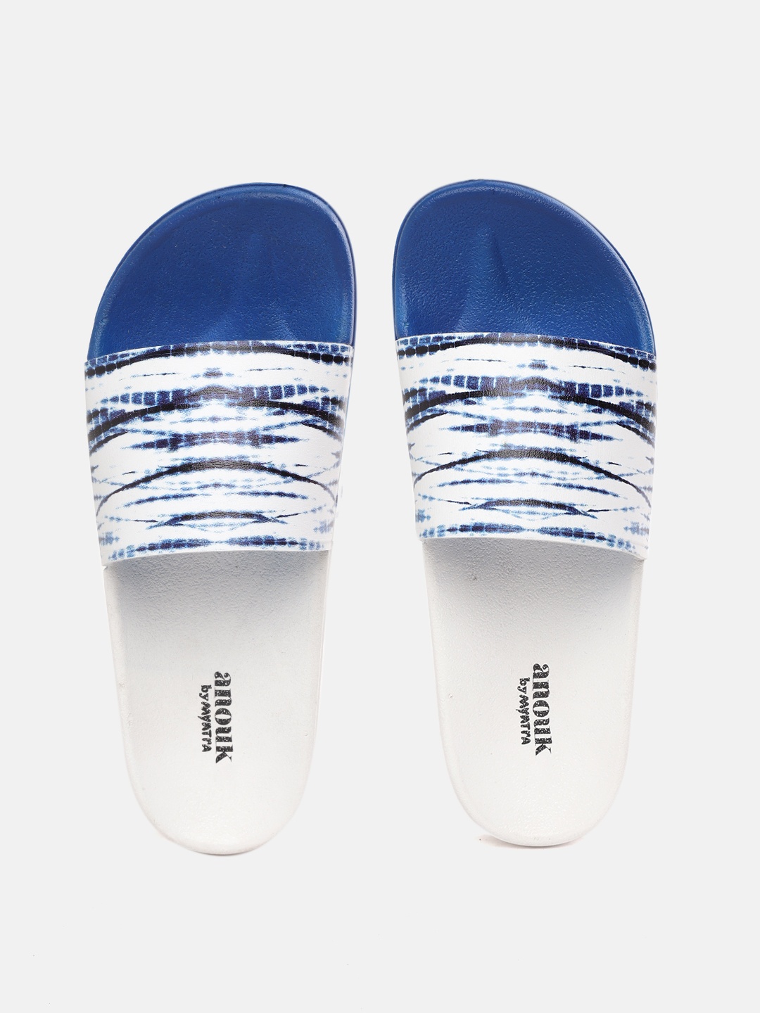 

Anouk Women White & Blue Tie & Dye Print Sliders