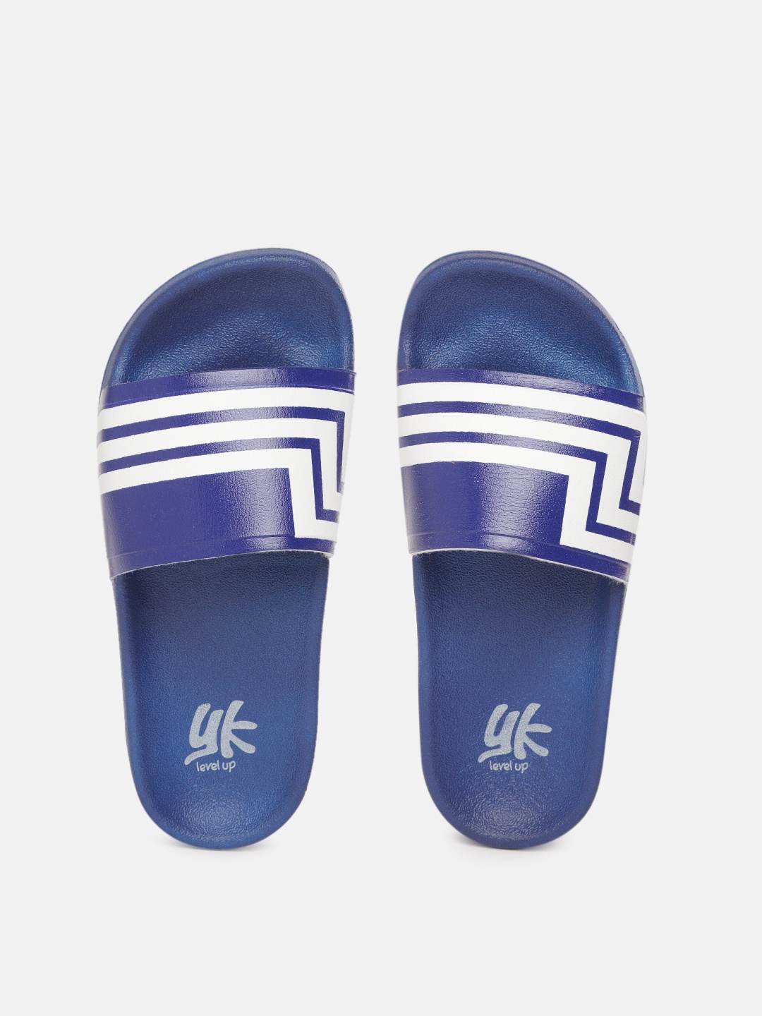 

YK Boys Blue & White Printed Sliders