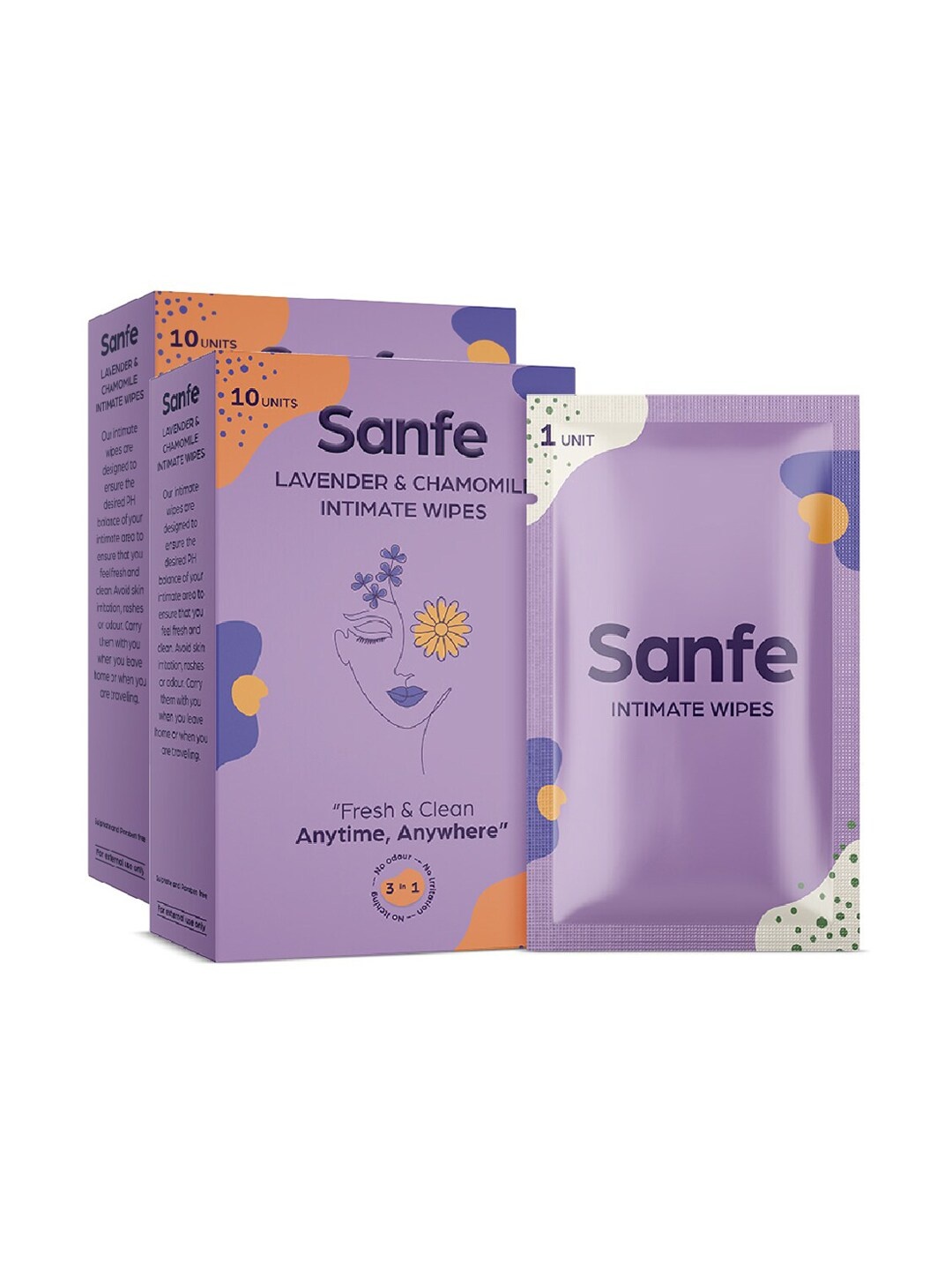

Sanfe Pack of 2 Intimate Wipes Lavender & Chamomile - 10 Piece In Each Pack