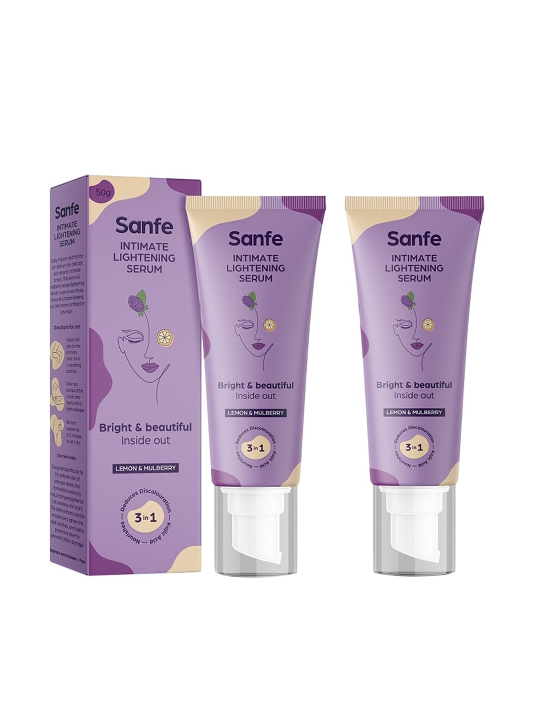 

Sanfe Set of 2 Intimate Lightening Serum 50 g, Cream