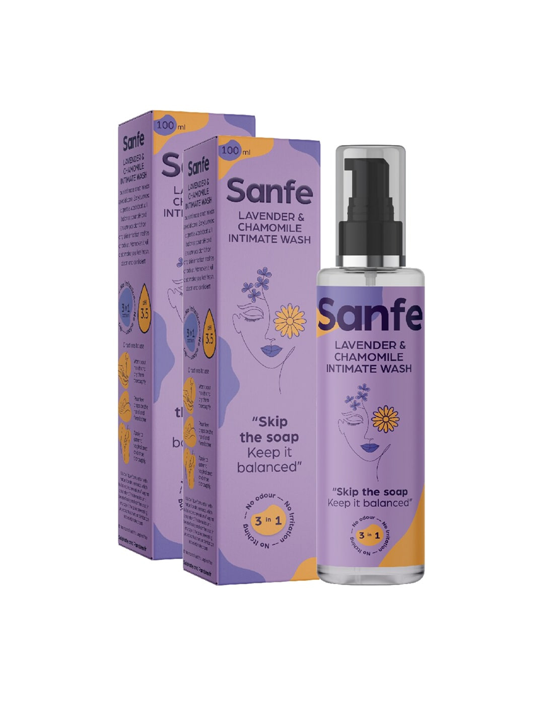 

Sanfe Set of 2 Lavender & Chamomile Natural Intimate Wash 100 ml