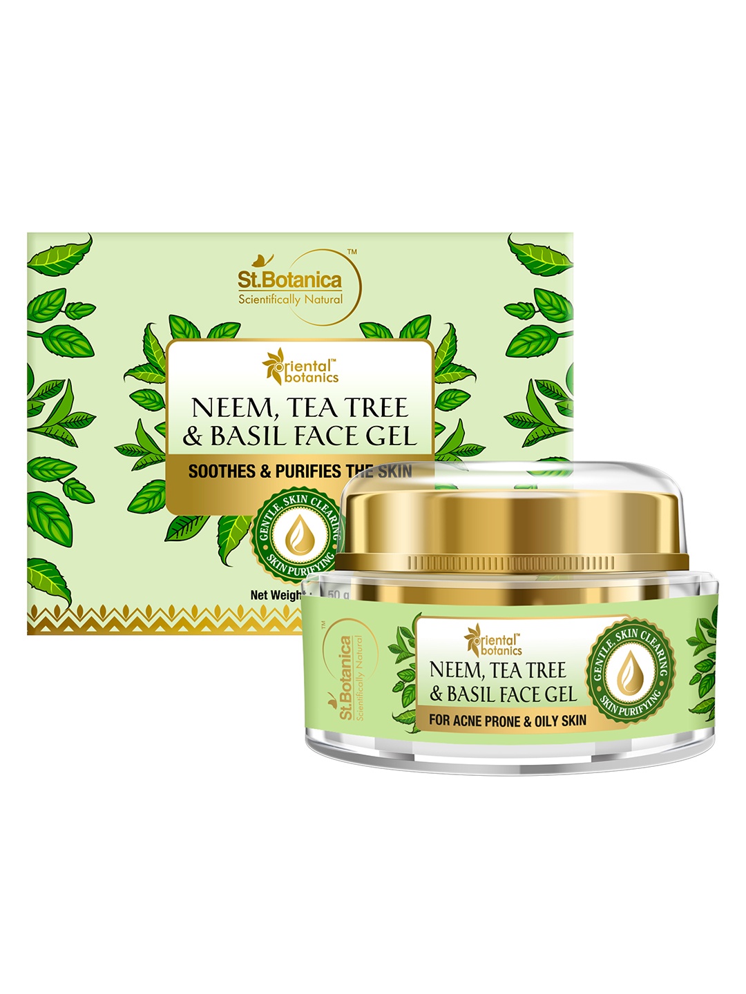 

Oriental Botanics Unisex Neem Tea Tree & Basil Anti Acne Face Gel, Green
