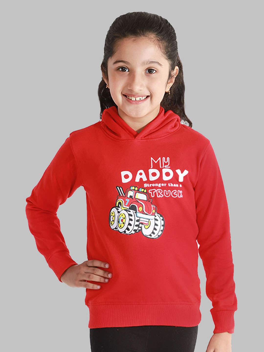 

Naughty Ninos Girls Red Printed Hooded Sweatshirt