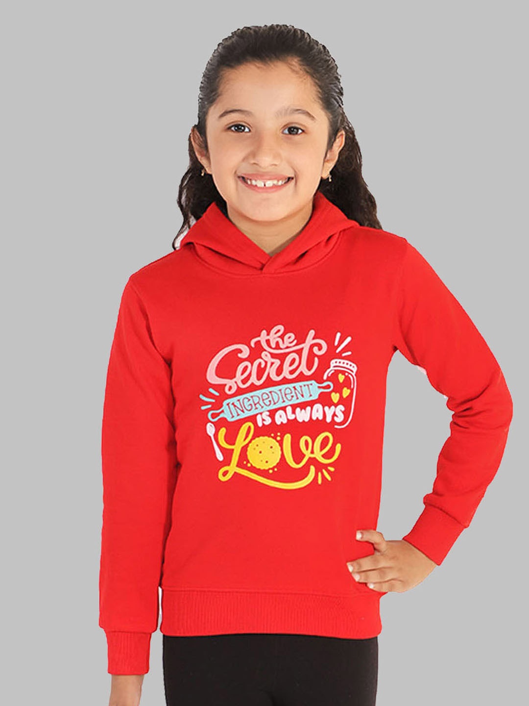 

Naughty Ninos Girls Red Printed Hooded Sweatshirt