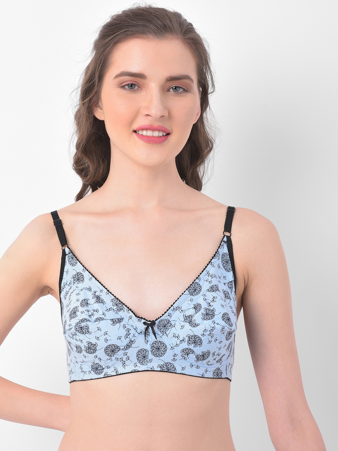 

Clovia Blue Printed Non-Wired Non Padded T-shirt Bra BR0185J0332B