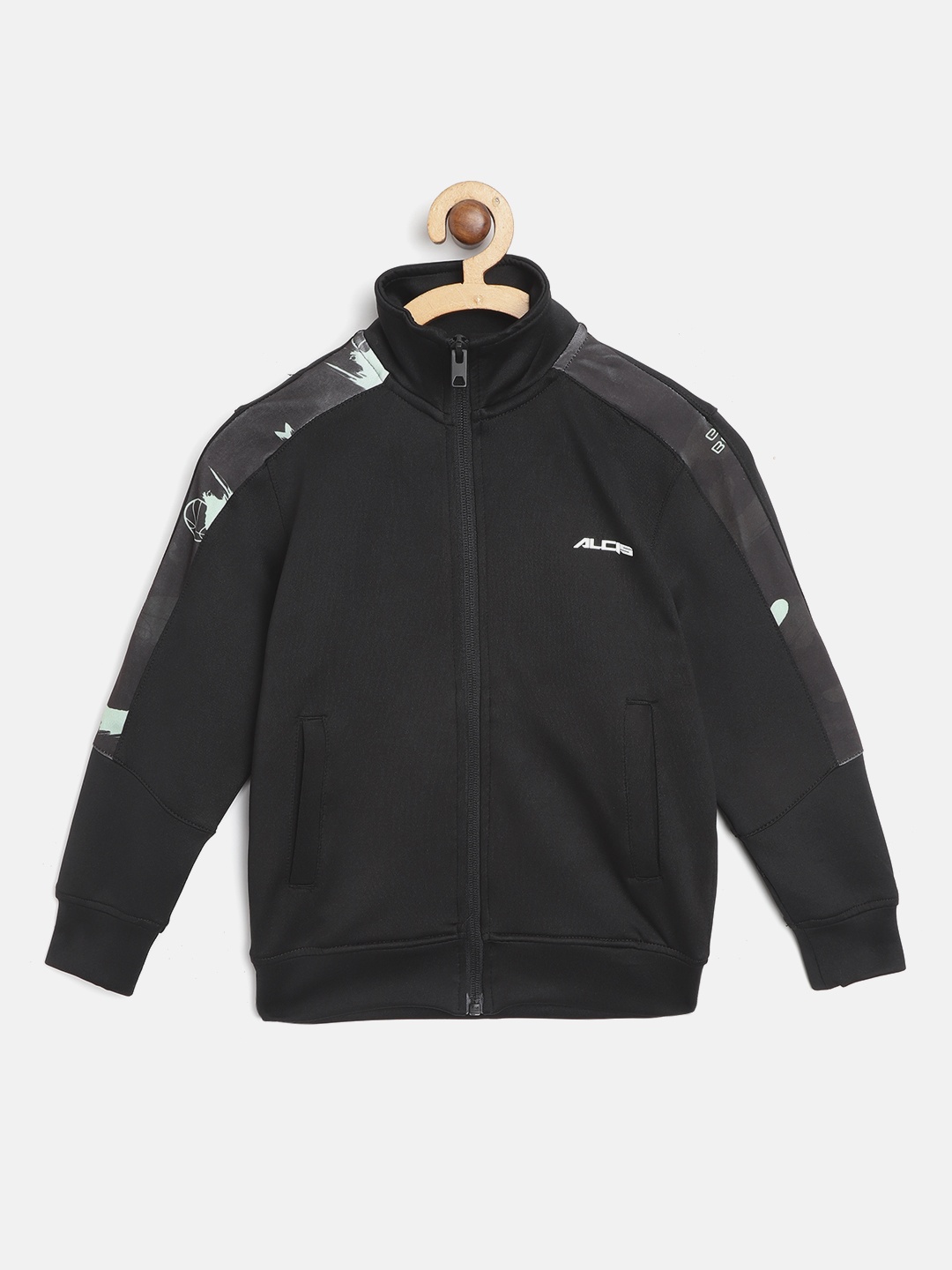 

Alcis Boys Black Solid Sweatshirt with Printed Detail