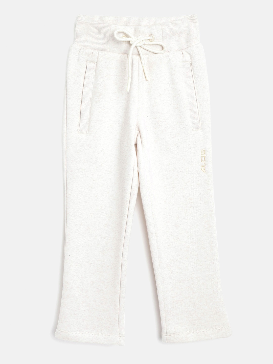 

Alcis Girls Off-White Solid Track Pants With Melange Effect