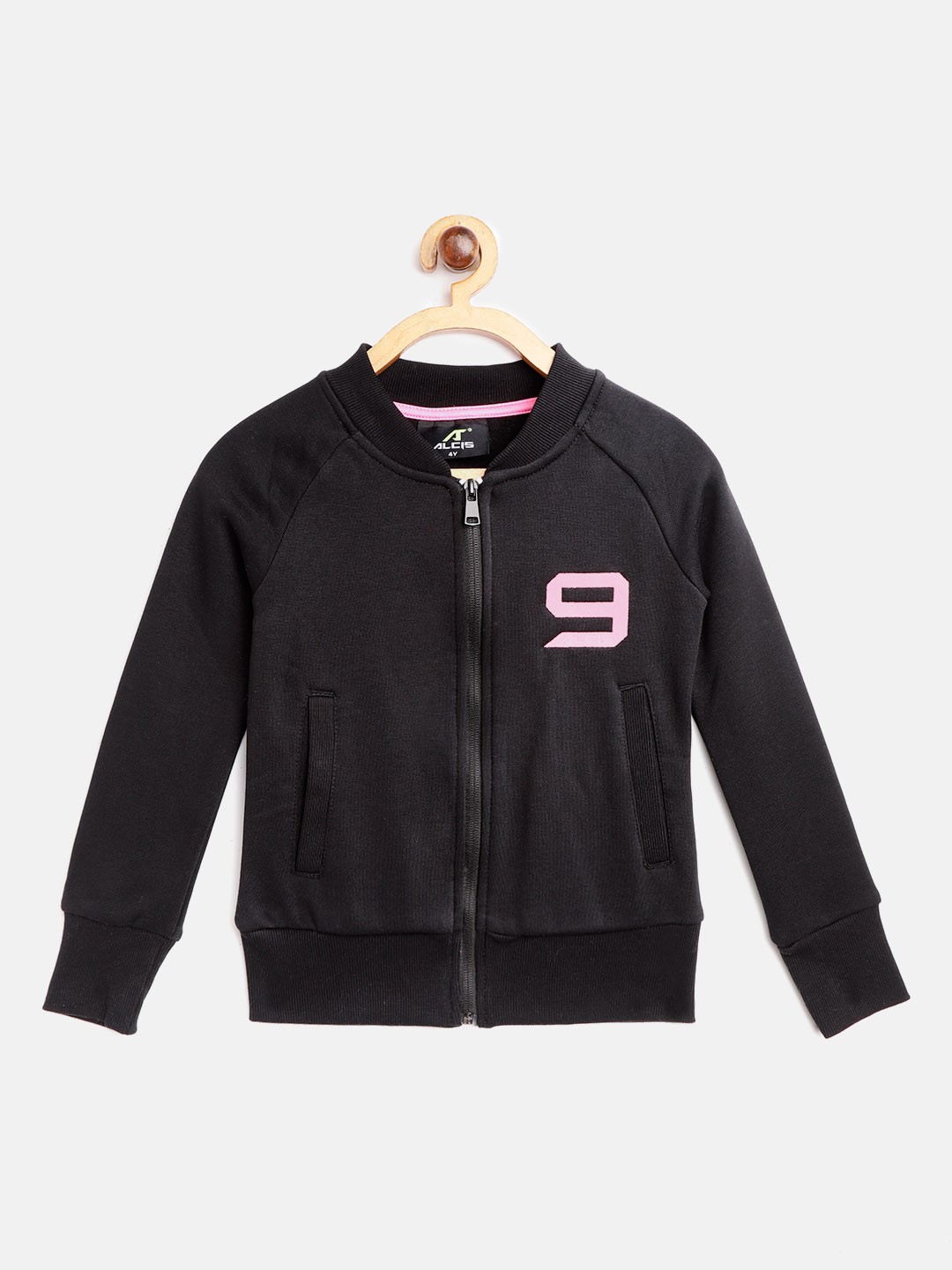 

Alcis Girls Black Solid Sweatshirt with Embroidered Detail
