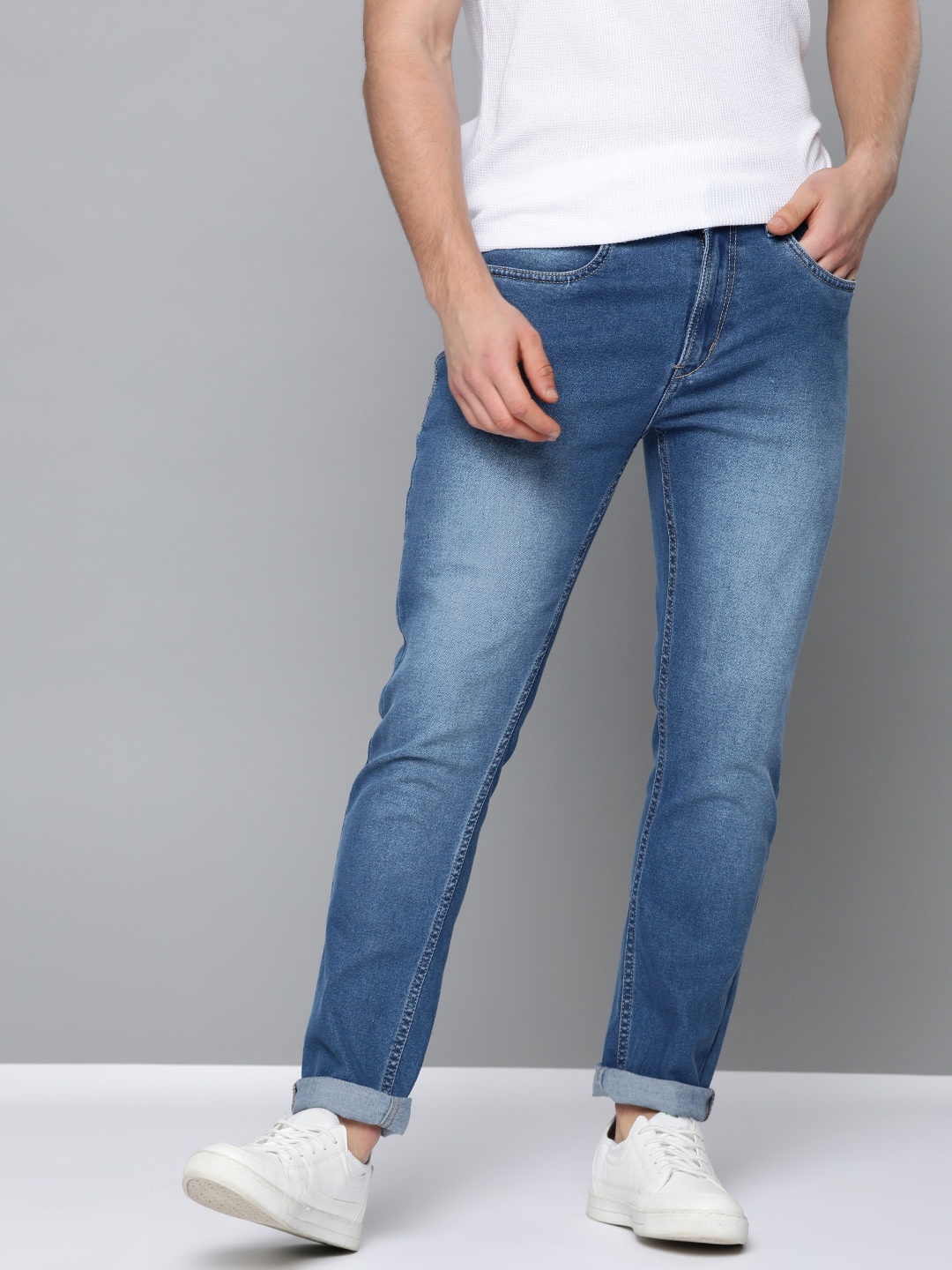 

Mast & Harbour Men Blue Skinny Fit Washed Mid-Rise Stretchable Jeans