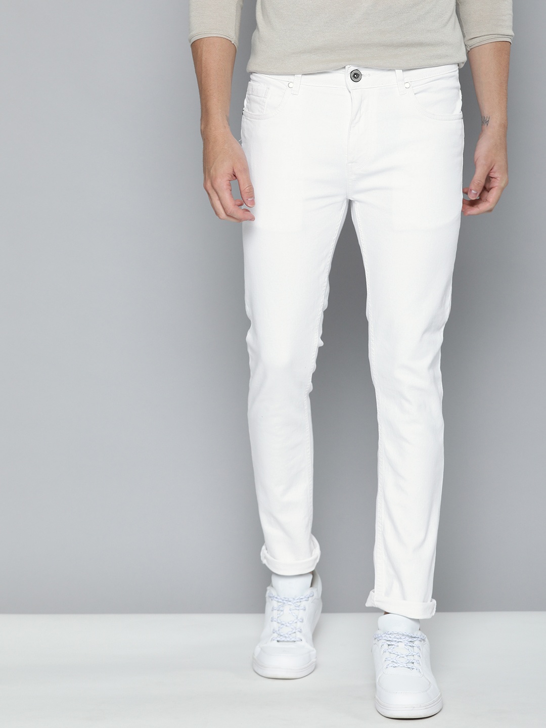 

Mast & Harbour Men White Skinny Fit Mid-Rise Clean Look Stretchable Jeans