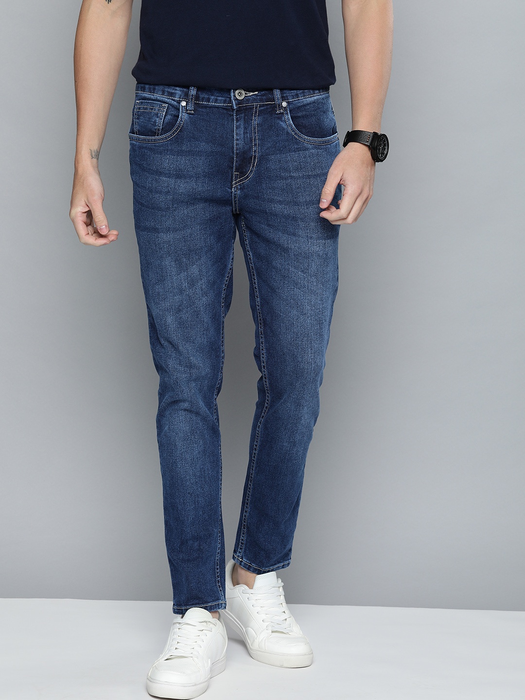 

Mast & Harbour Men Blue Skinny Fit Mid-Rise Clean Look Stretchable Jeans