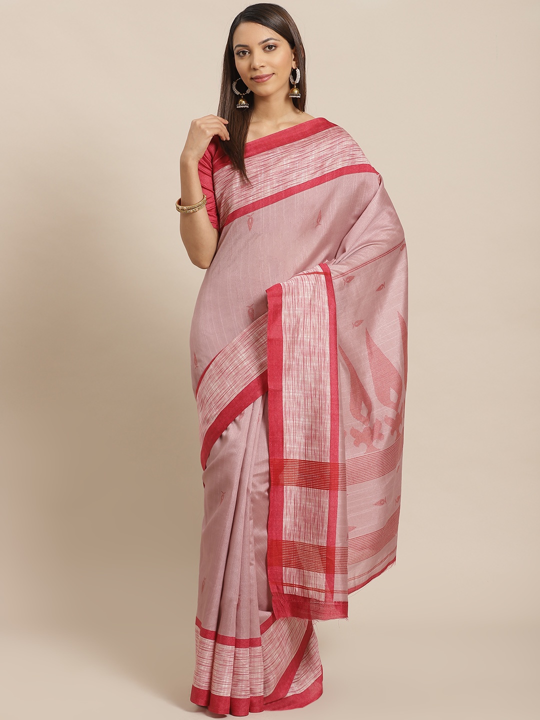 

Saree mall Pink Printed Bhagalpuri Saree