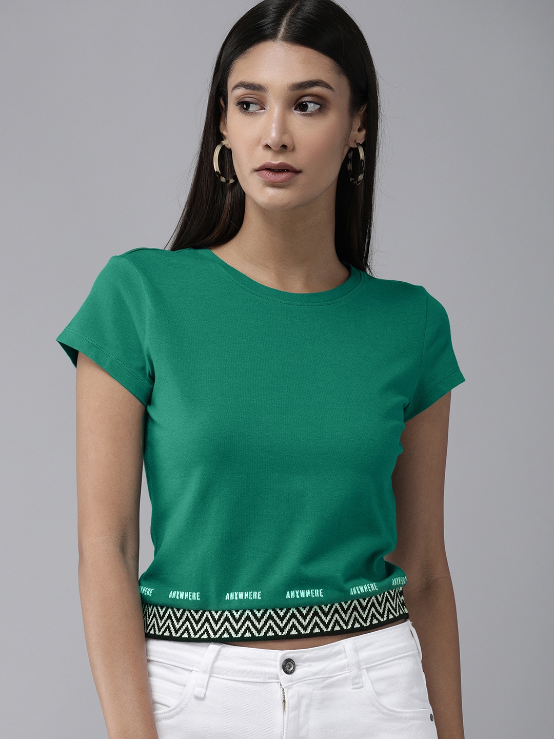 

Roadster Green Blouson Crop Top