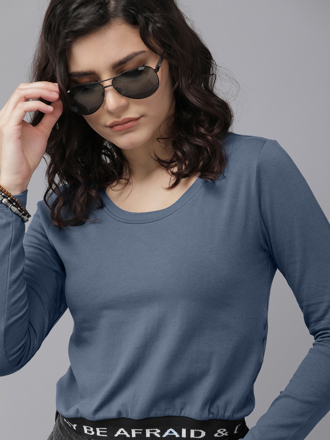 

Roadster Blue Blouson Crop Top