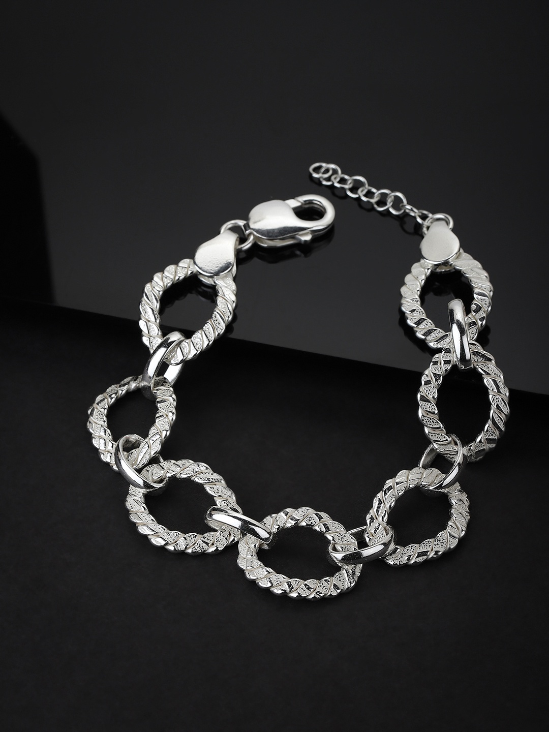 

Carlton London Silver-Toned Rhodium-Plated Link Bracelet