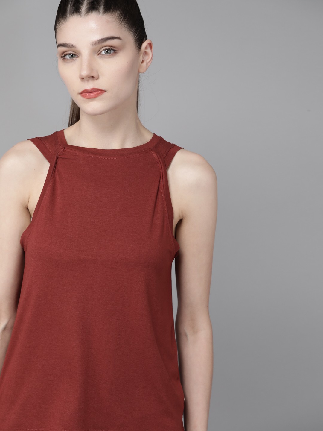 

Roadster Women Brown Tank Top with N9 PURE SILVER - MICRO PD Antimicrobial Technology