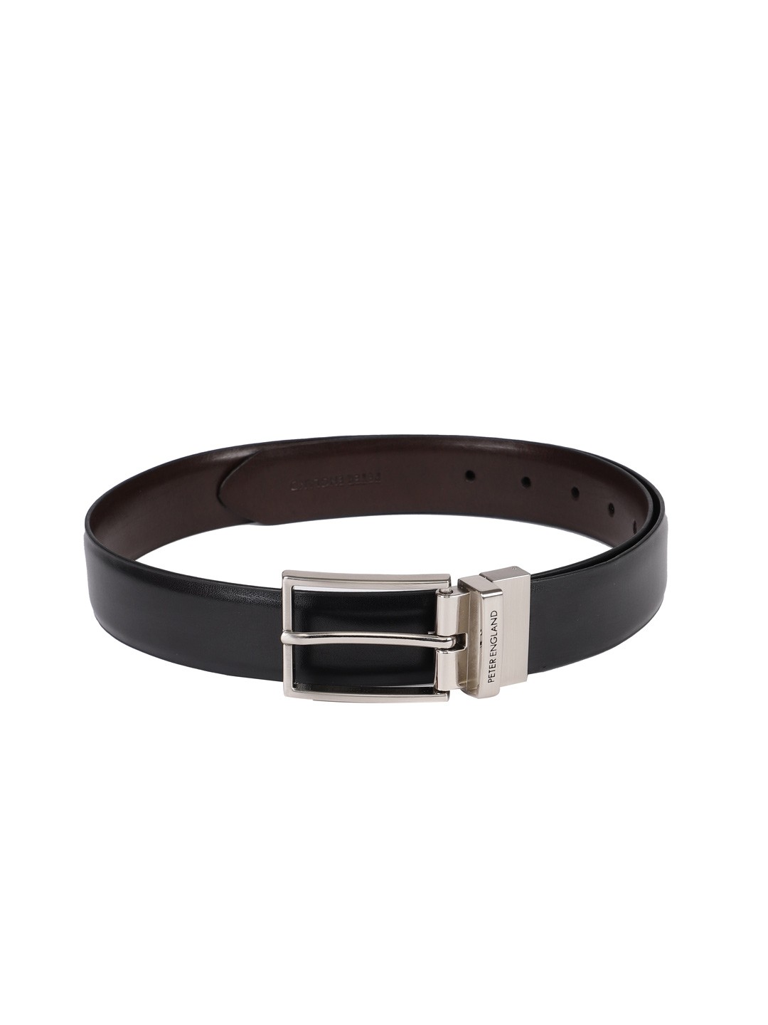 

Peter England Men Black & Brown Solid Reversible Belt